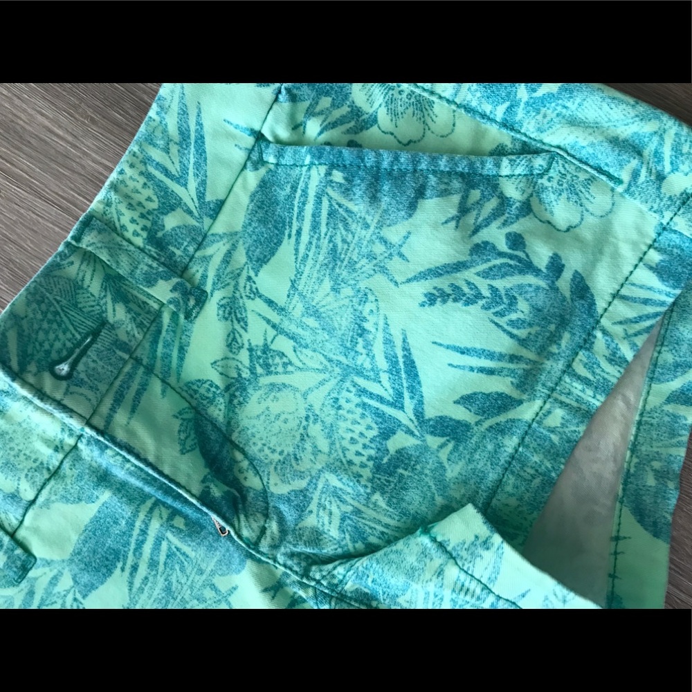 Green Blue Tropical Flower Leaf Shorts - Picture 2 of 6